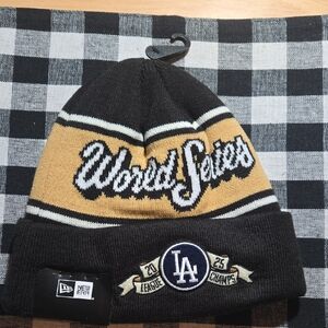 New Era Dodgers 2025 World Series Beanie - Black and Gold